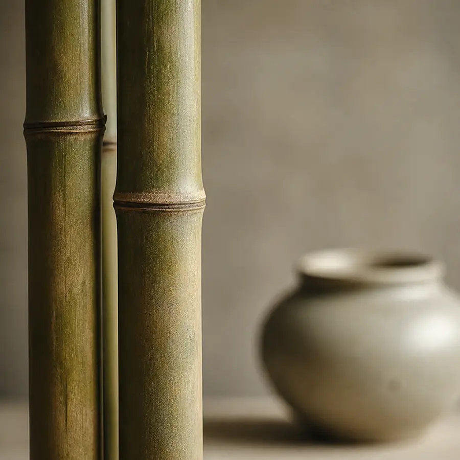 Maison Takehana, étape observer avec fibres de bambou et céramique japonaise en lumière douce