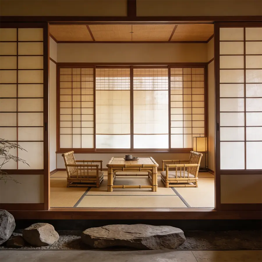 Formation Maison Takehana en architecture d’intérieur avec pièce japonaise, shoji, tatami et mobilier bas en bambou