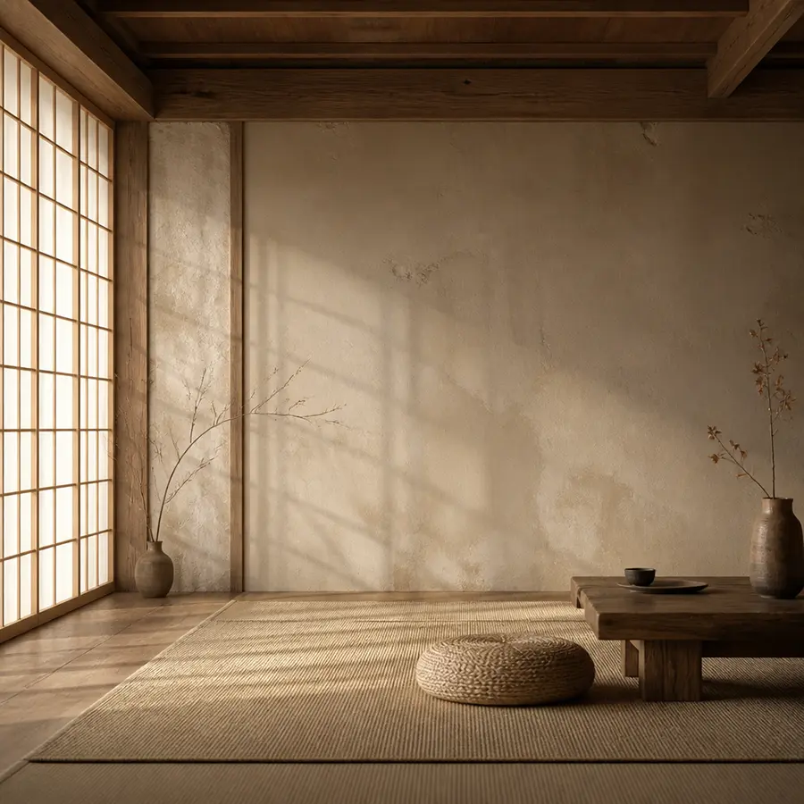 Formation Maison Takehana en art et composition avec intérieur japonais, lumière douce, matières naturelles et esthétique wabi-sabi