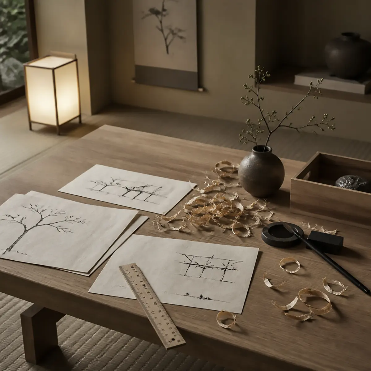 Processus de création Maison Takehana, étape épurer avec ligne minimaliste et design japonais
