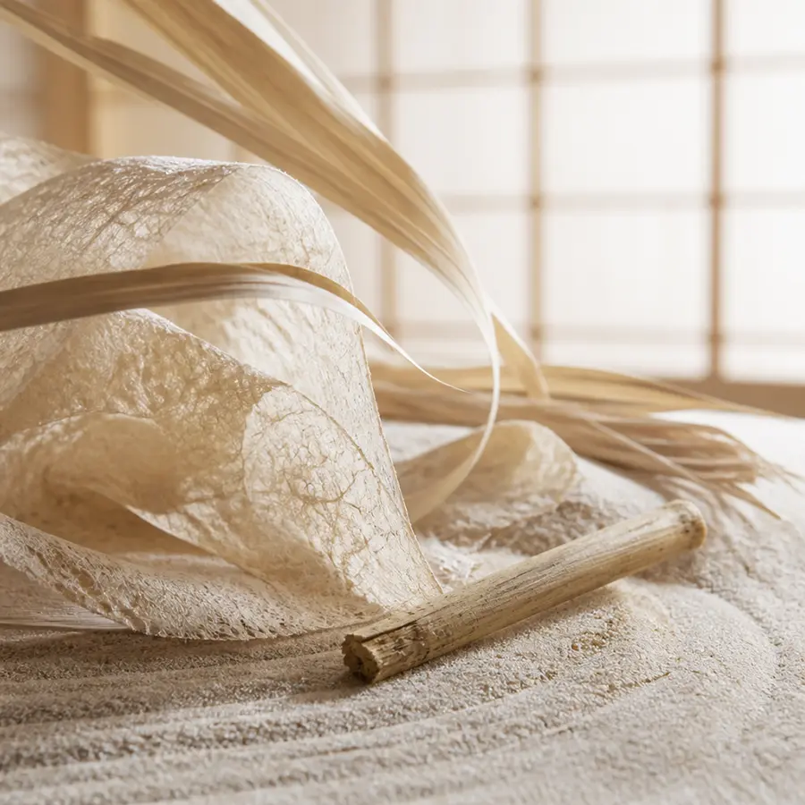Fibres naturelles japonaises et textures végétales pour design intérieur Maison Takehana